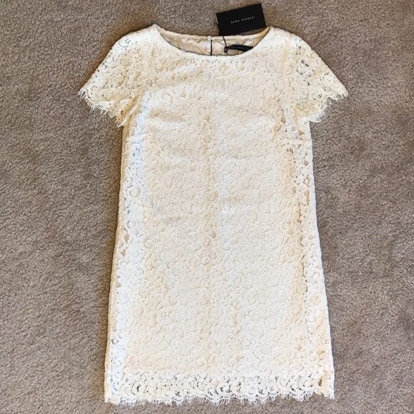 Zara | Dresses | Zara Woman Nwt Ivory Lace Medium Shift Dress | Poshmark